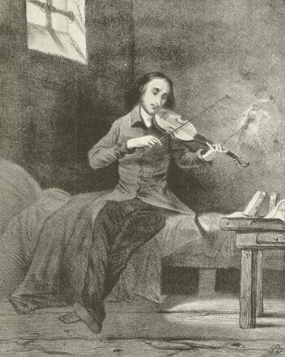 Paganini in prigione (incisione) da Louis Boulanger